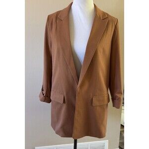 SKIES ARE BLUE Knit Blazer Womens M Brown Stretch Career Suit Jacket NWOT